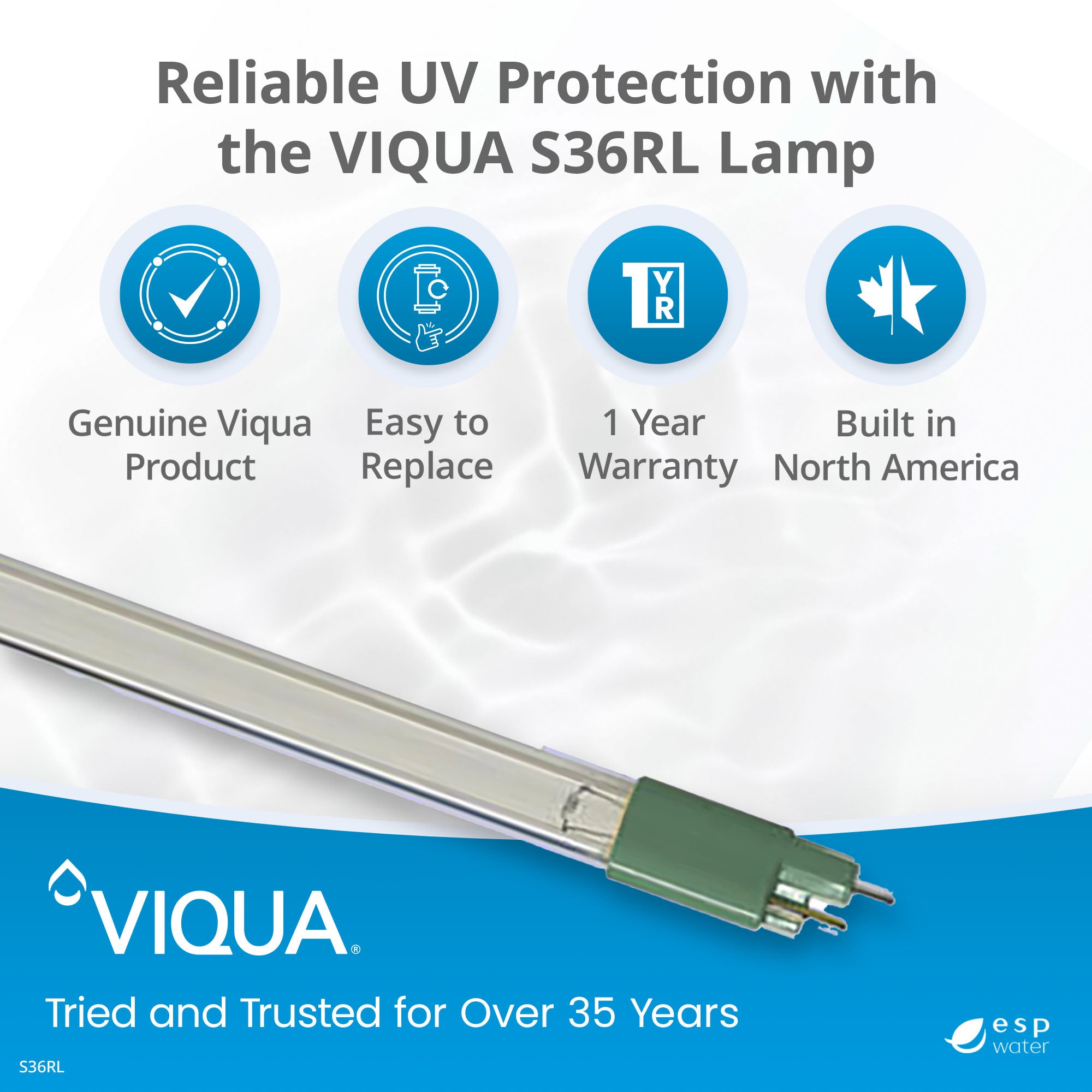 VIQUA S36RL UV lamp benefits for maintaining compatible S12Q, S24Q, S40Q and SSM-39 systems