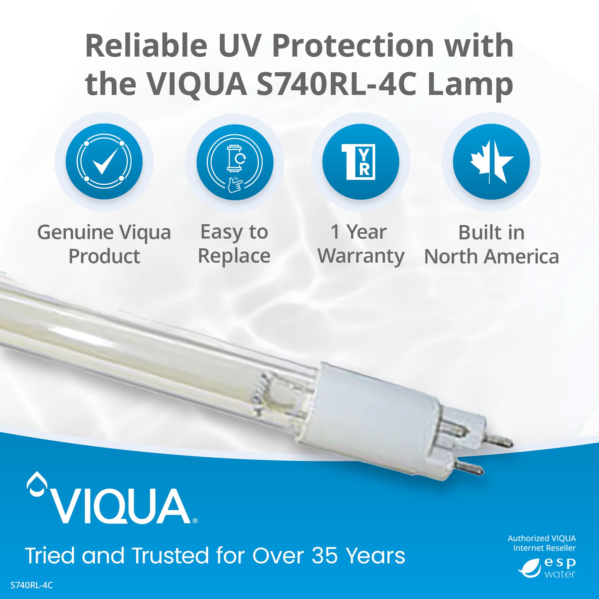 VIQUA S740RL-4C UV lamp benefits for compatible SHF-140 and SHFM-140 systems