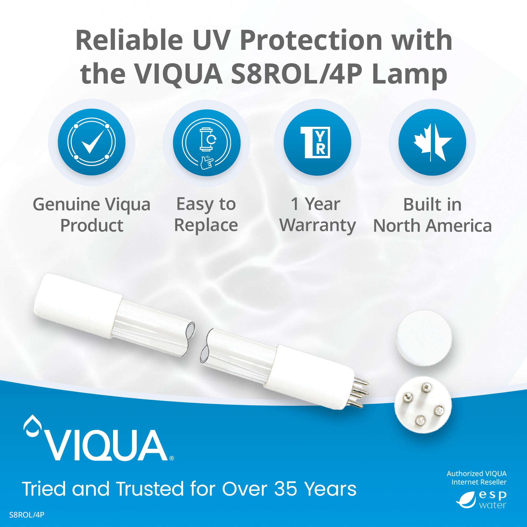 VIQUA S8ROL/4P ozone UV lamp benefits for S8Q-OZ pool systems