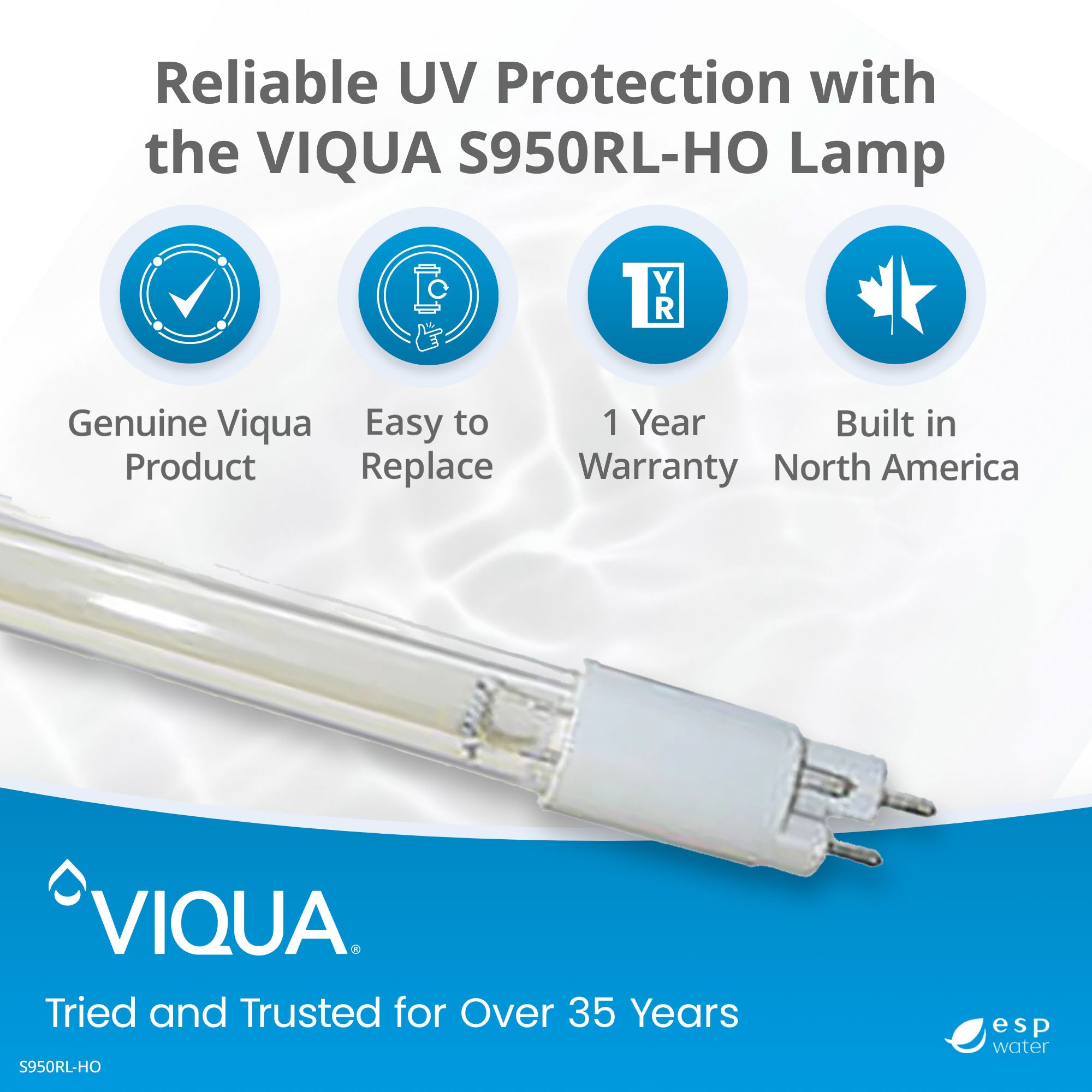 VIQUA S950RL-HO high-output UV replacement lamp benefits for compatible VP950 systems