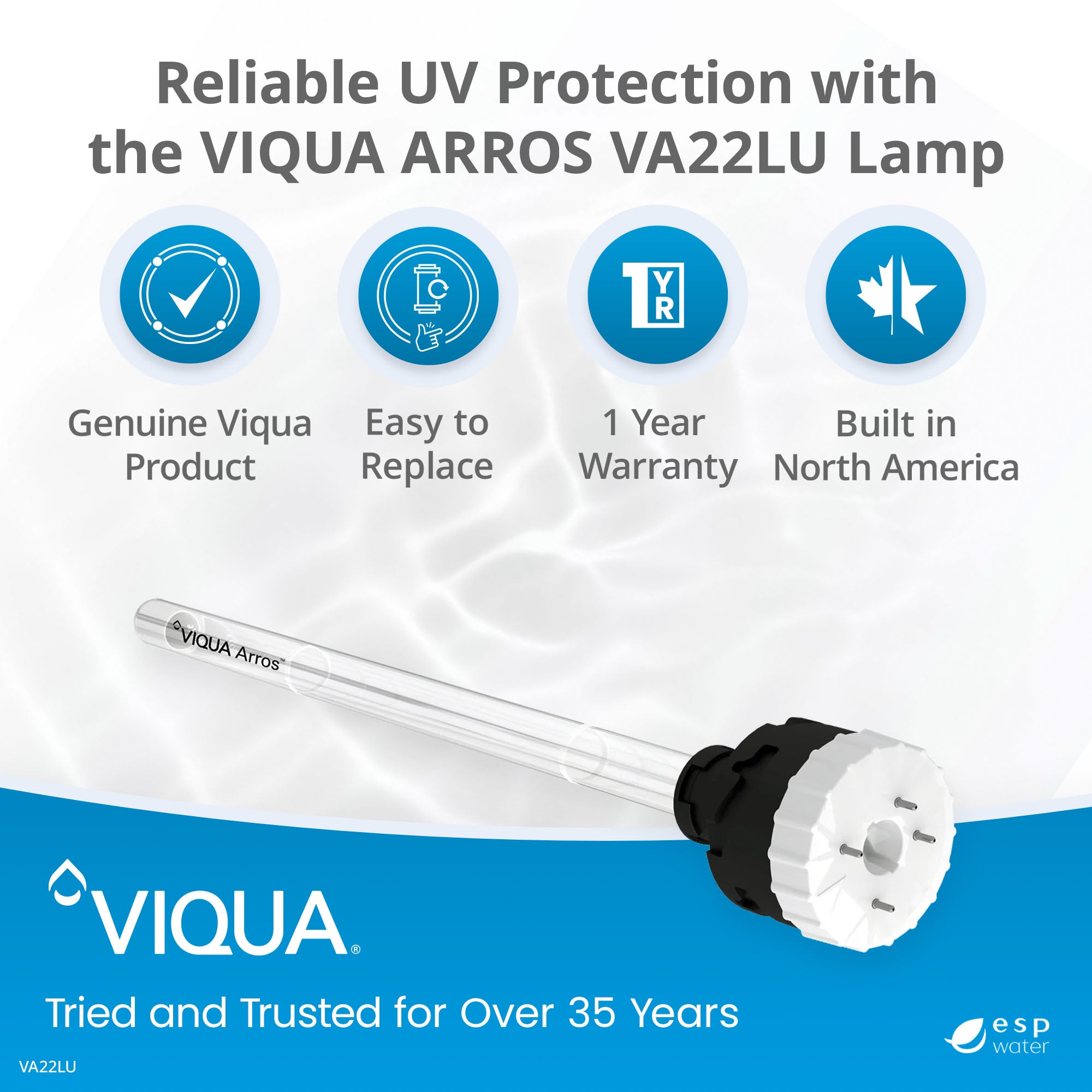 VIQUA VA22LU integrated UV lamp and sleeve replacement benefits for ARROS 22 systems