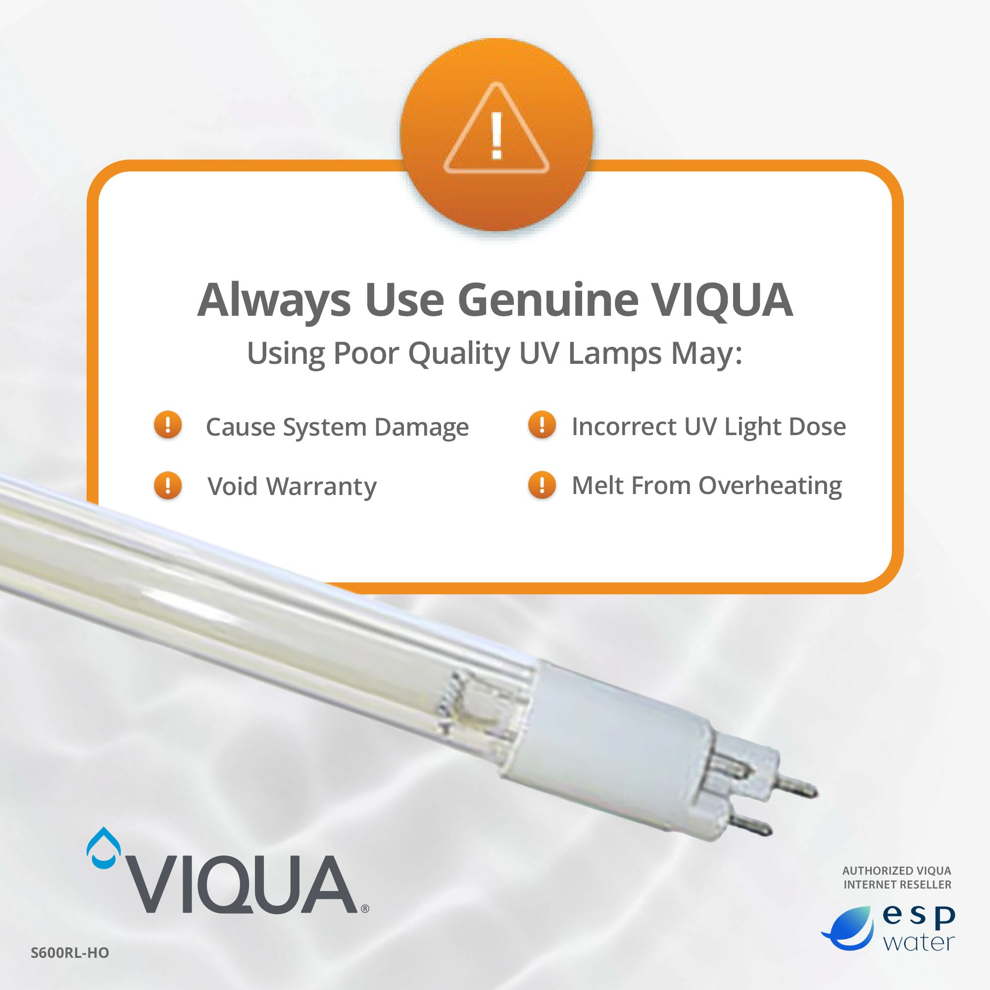 Genuine VIQUA S600RL-HO high-output UV lamp versus compatible aftermarket replacement