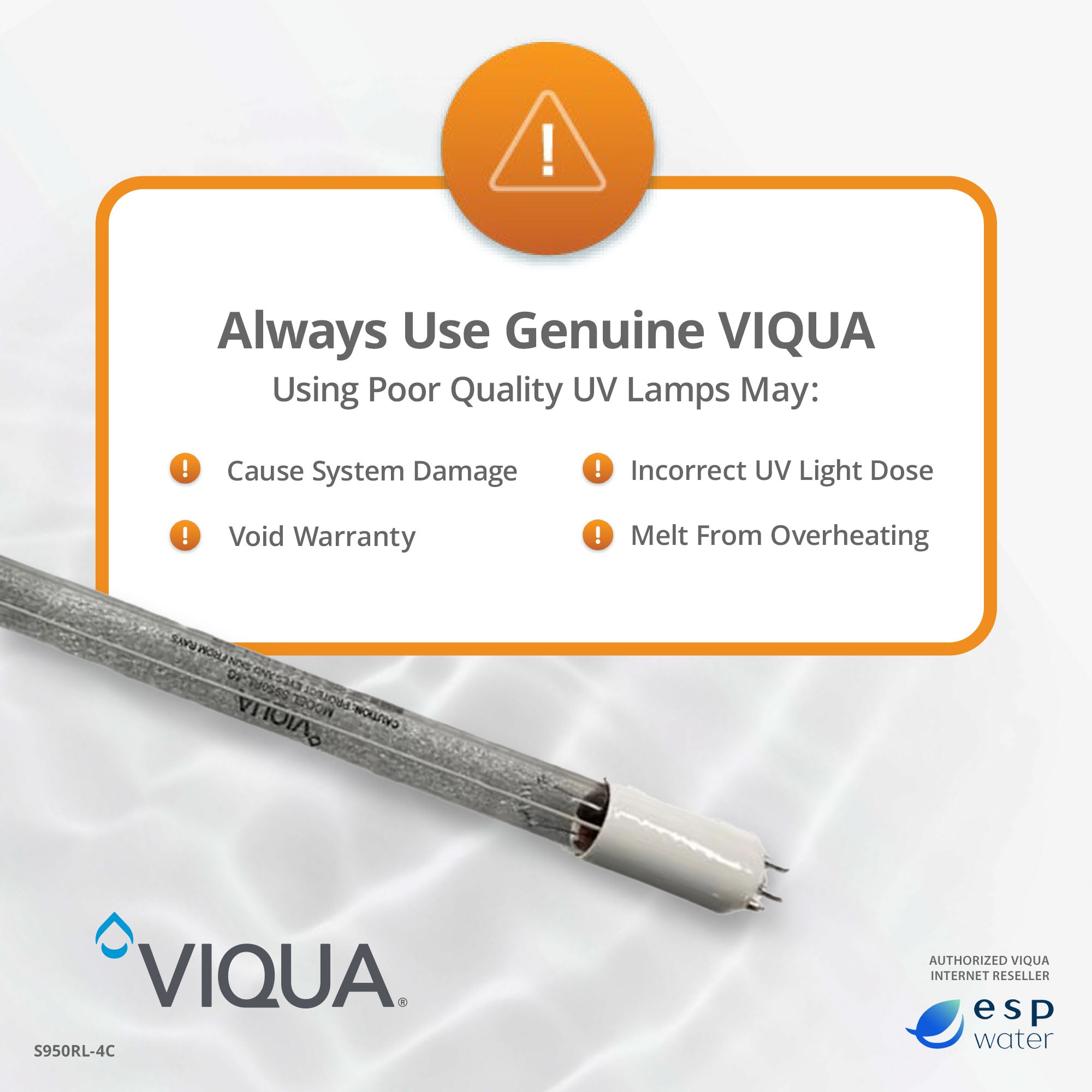 VIQUA S950RL - 4C UV Lamp for SHF - 180, SHFM - 180, SHF - 290 S950RL-4C - ESP Water