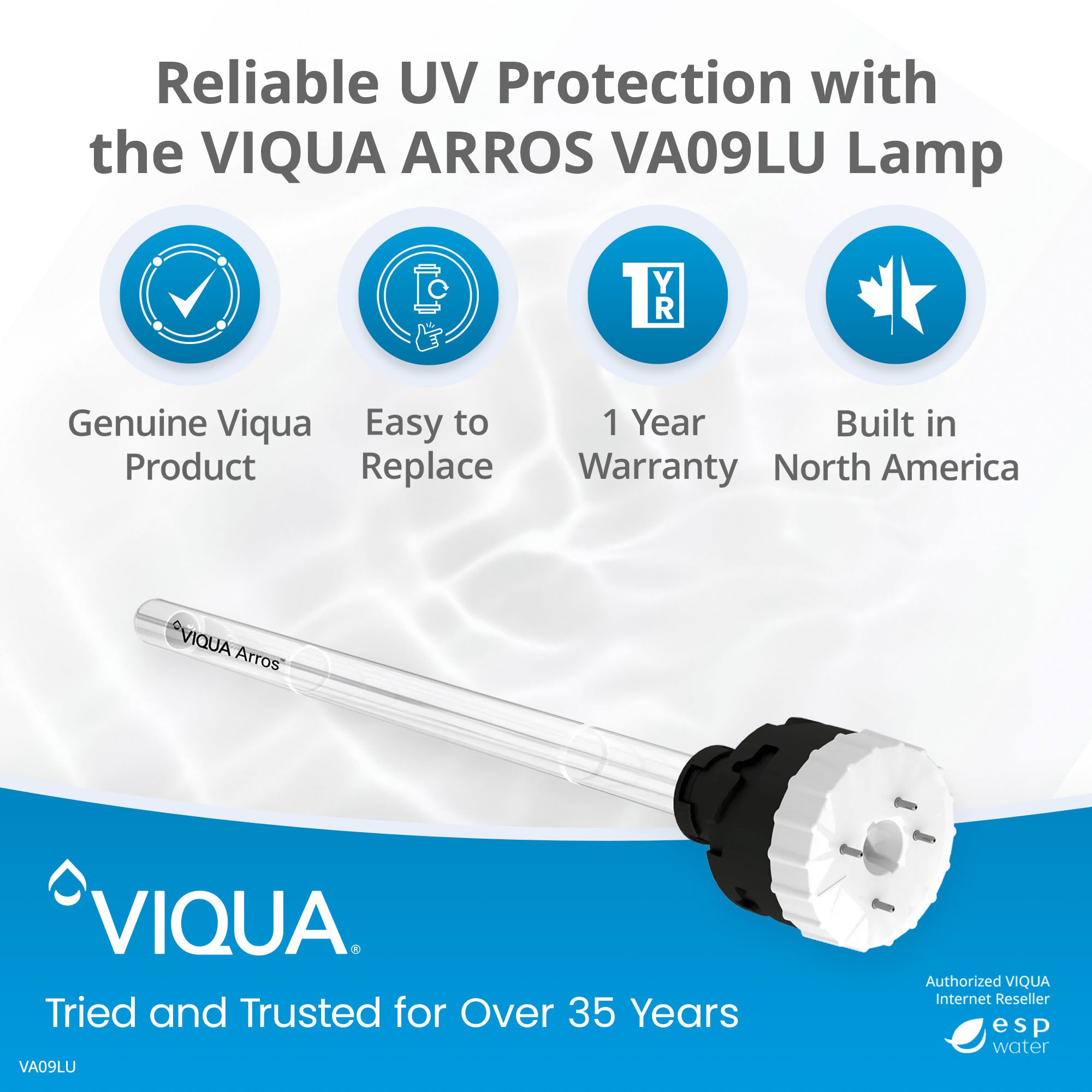 VIQUA VA09LU integrated UV lamp and sleeve replacement benefits for ARROS 9 systems