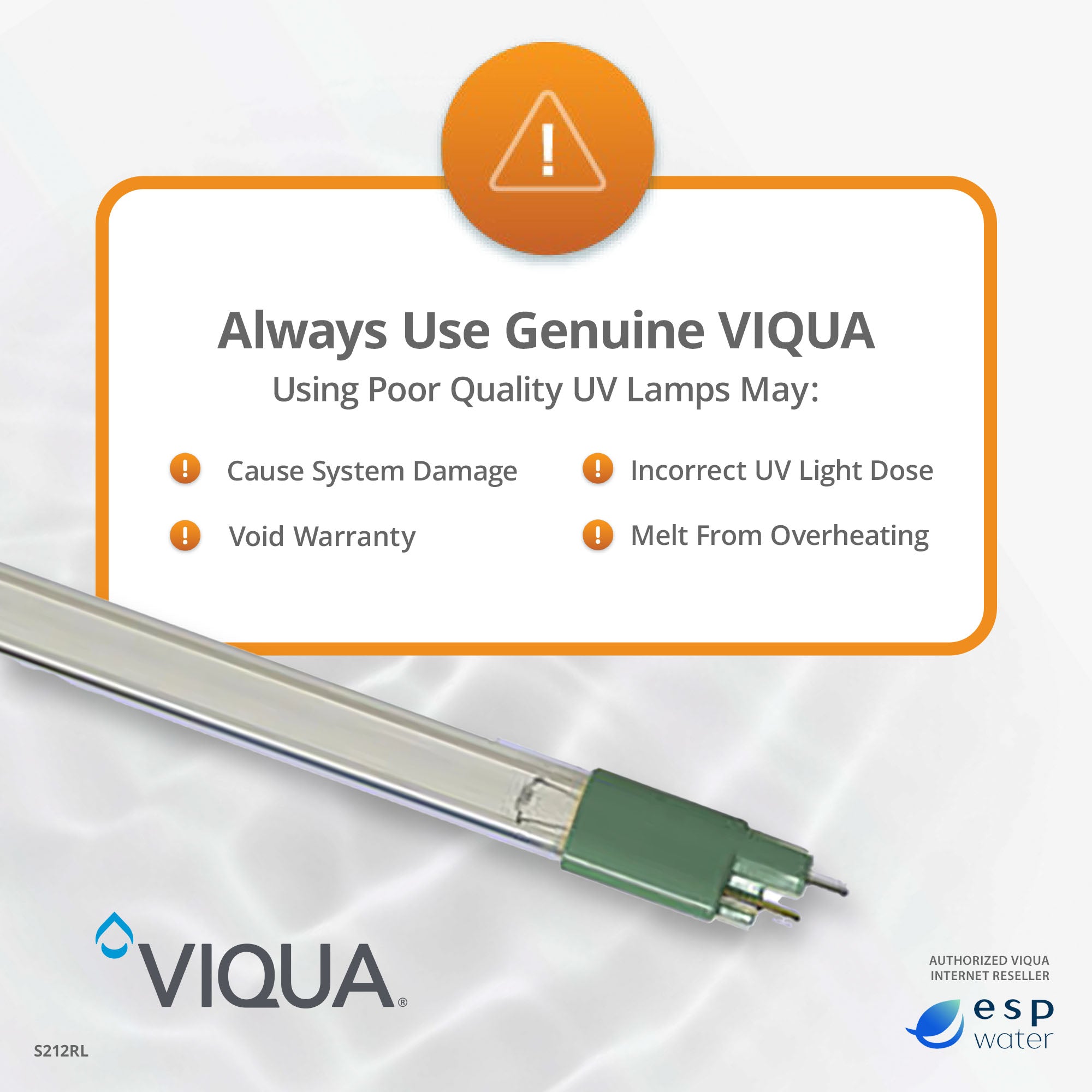 Genuine VIQUA S212RL UV lamp for VT1, SQ-PA and SC1 Series systems