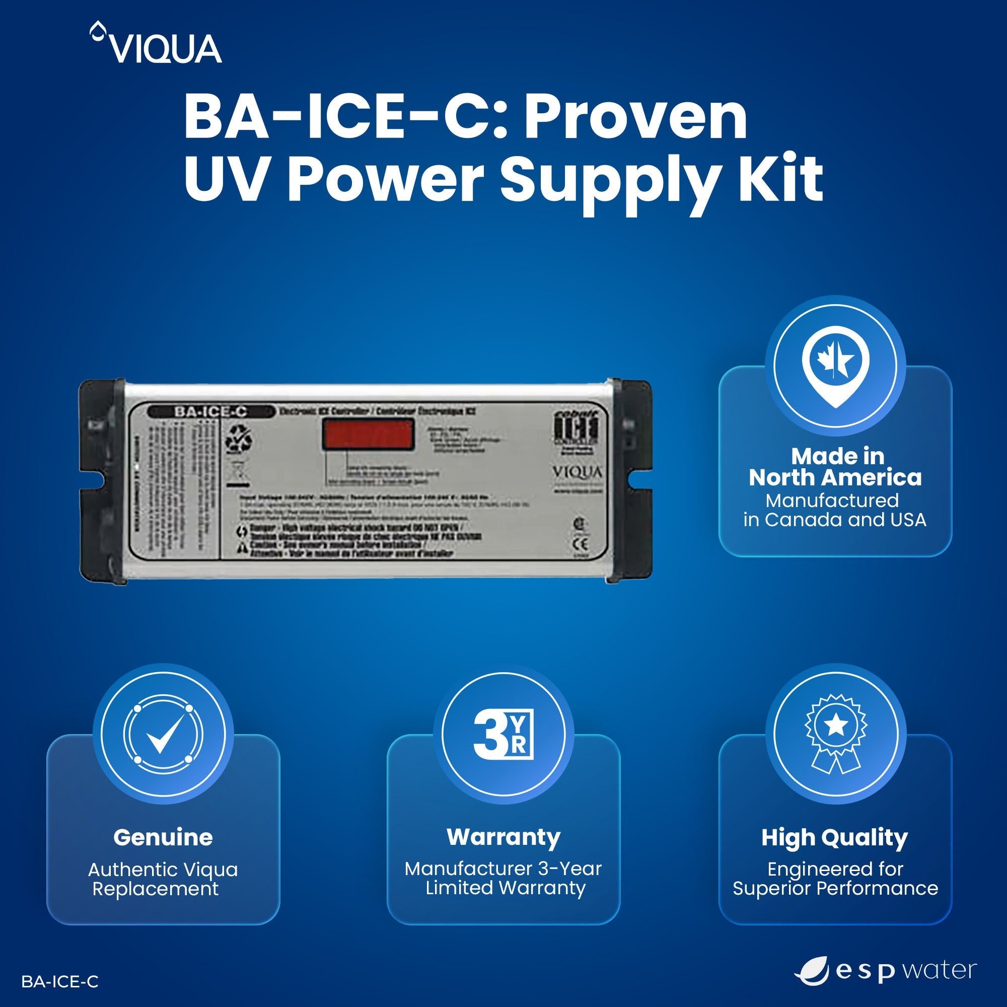 Genuine VIQUA BA-ICE-C replacement controller with three-year warranty