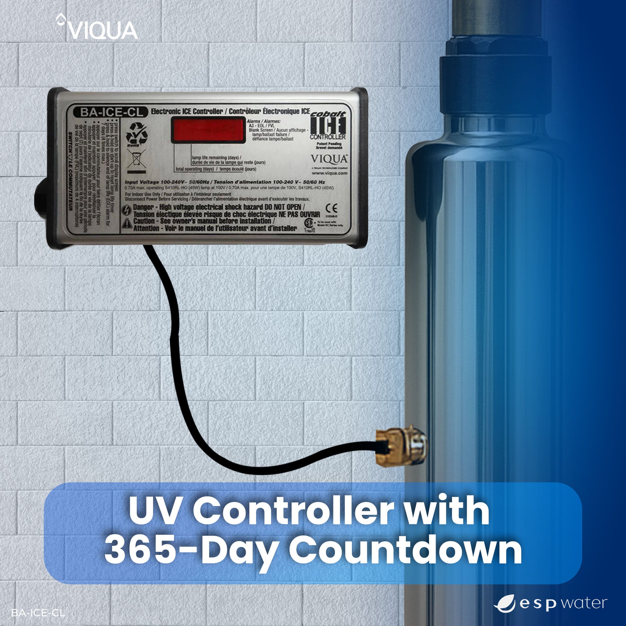 VIQUA BA-ICE-CL controller installation for compatible VH200, VH410 and SC-200 Series UV systems