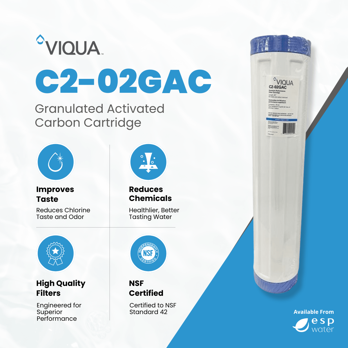 VIQUA C2-02GAC granular activated carbon filter benefits for chlorine taste and odor reduction