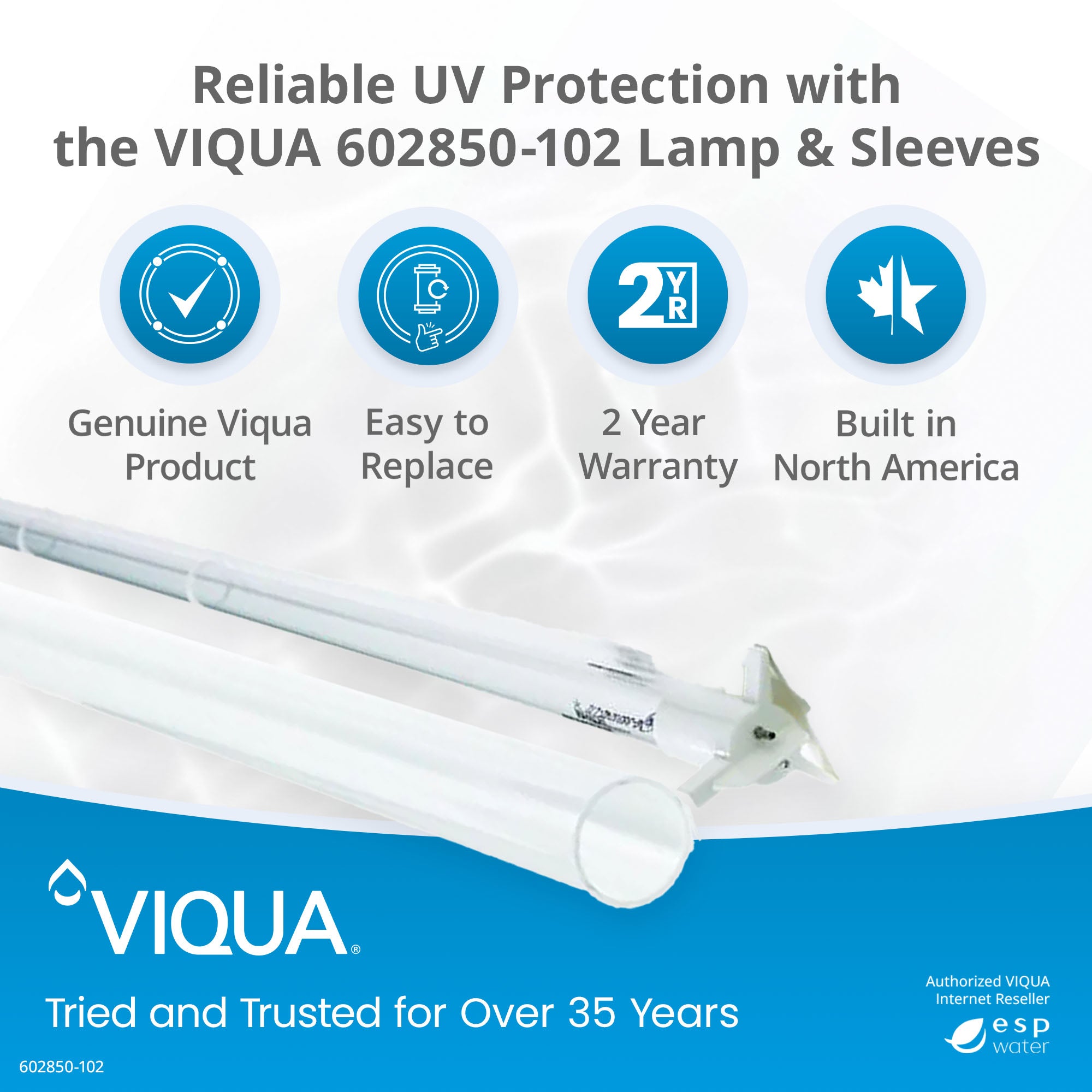 VIQUA 602850-102 lamp and sleeve kit benefits for compatible PRO20, H and H+ UV systems