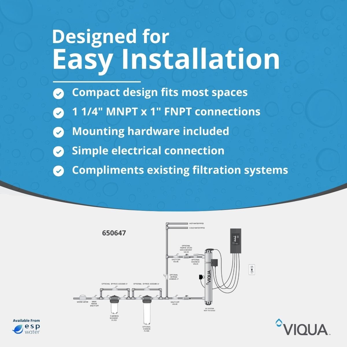 VIQUA PRO10 650647 point-of-entry UV system installation diagram