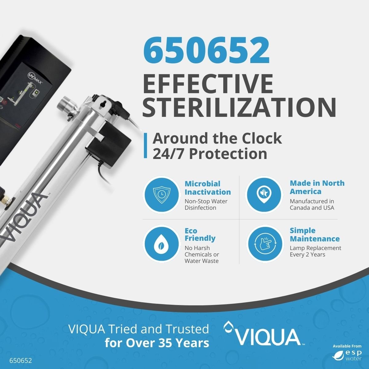 VIQUA H+ 650652 45 GPM monitored UV water treatment system benefits