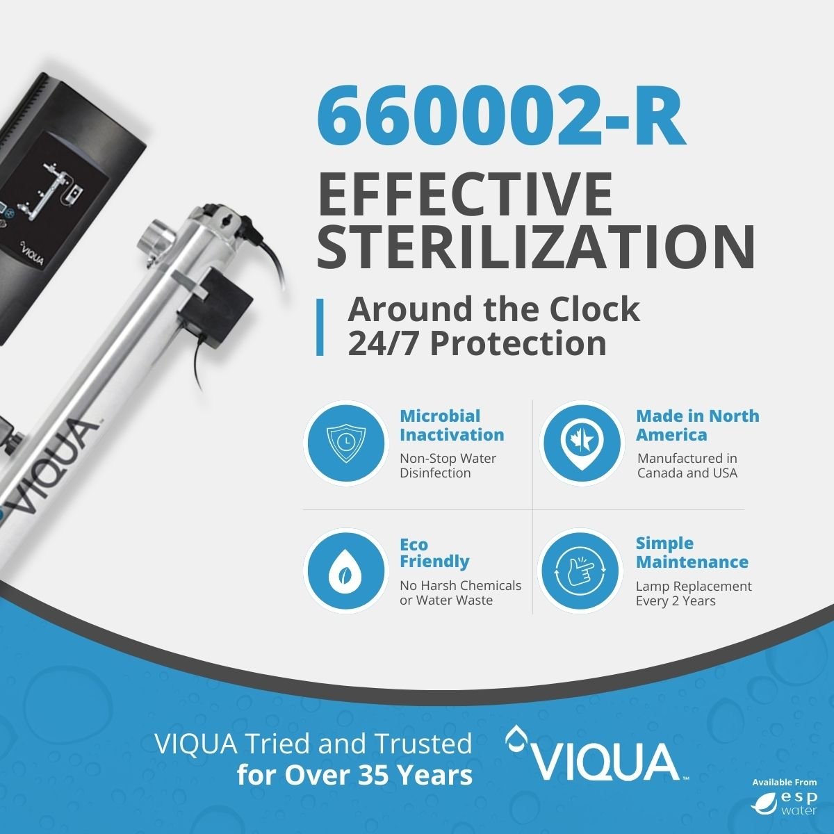 VIQUA 660002-R K+ UV system benefits with real-time UV intensity monitoring for applications up to 80 GPM
