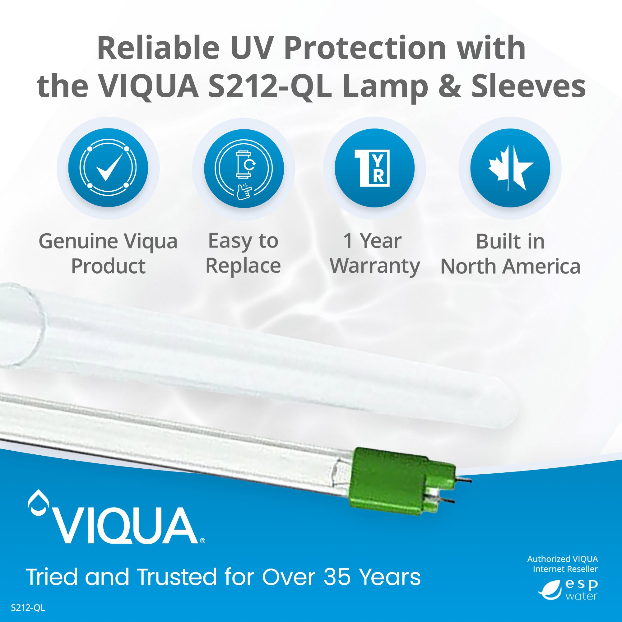 VIQUA S212-QL lamp and sleeve kit benefits for compatible VT1 and SQ-PA UV systems
