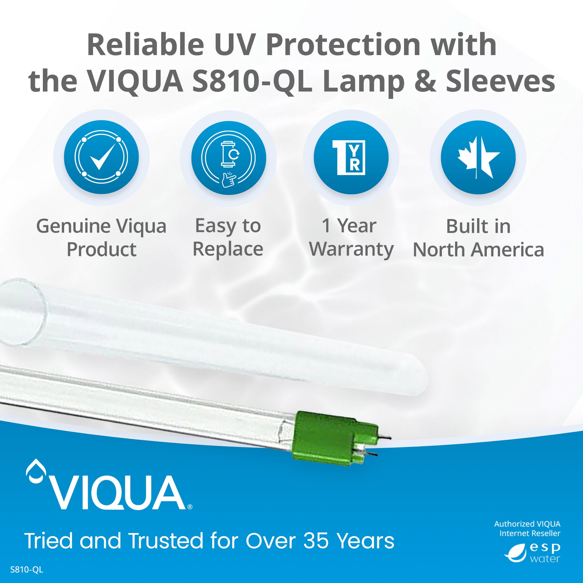 VIQUA S810-QL lamp and sleeve kit benefits for maintaining compatible S8Q and SSM-37 UV systems