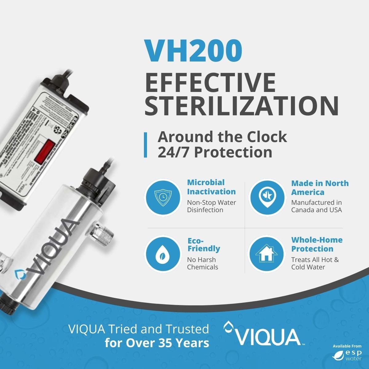VIQUA VH200 UV system benefits for residential point-of-entry water treatment up to 9 GPM