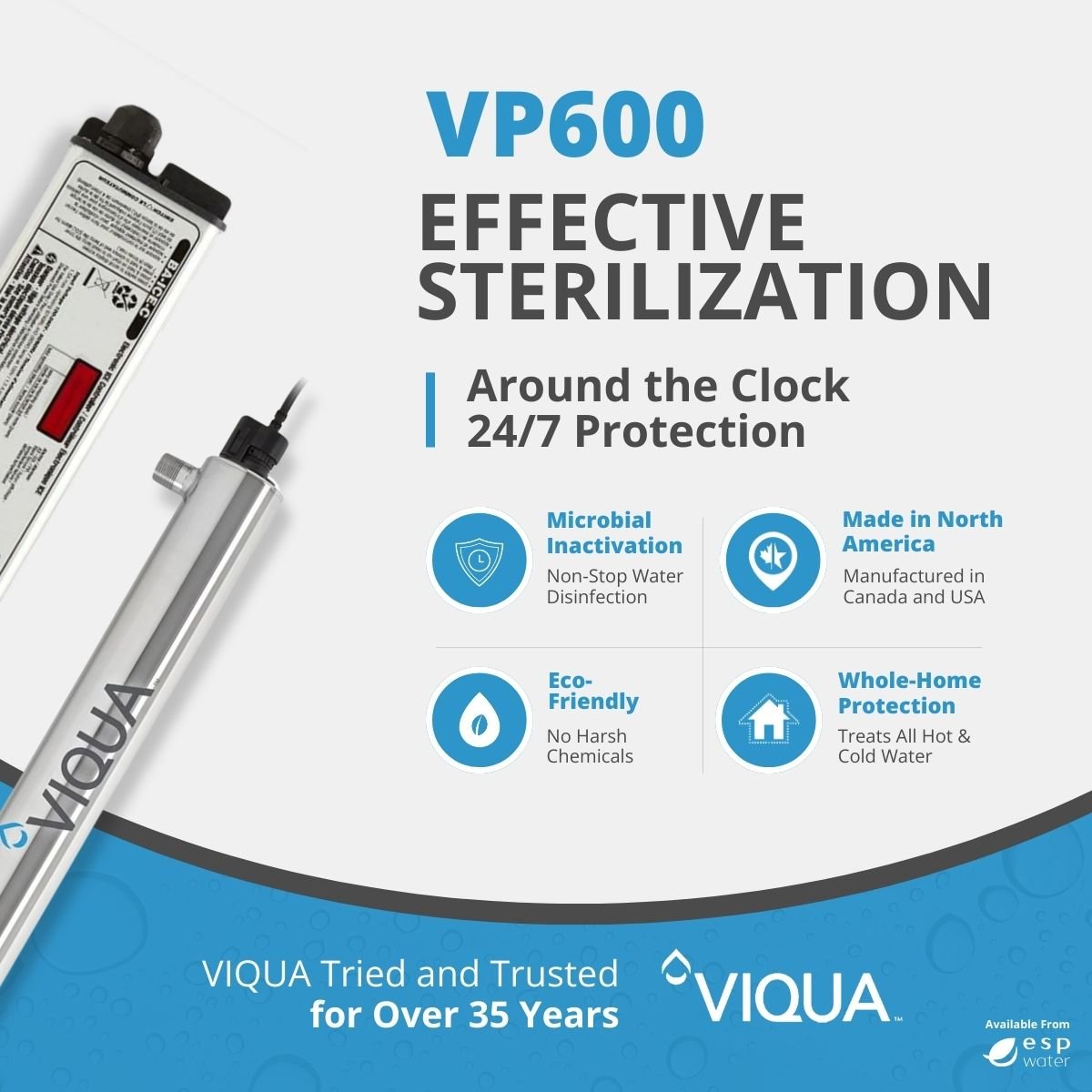 VIQUA VP600 UV system benefits for commercial water treatment applications up to 24 GPM