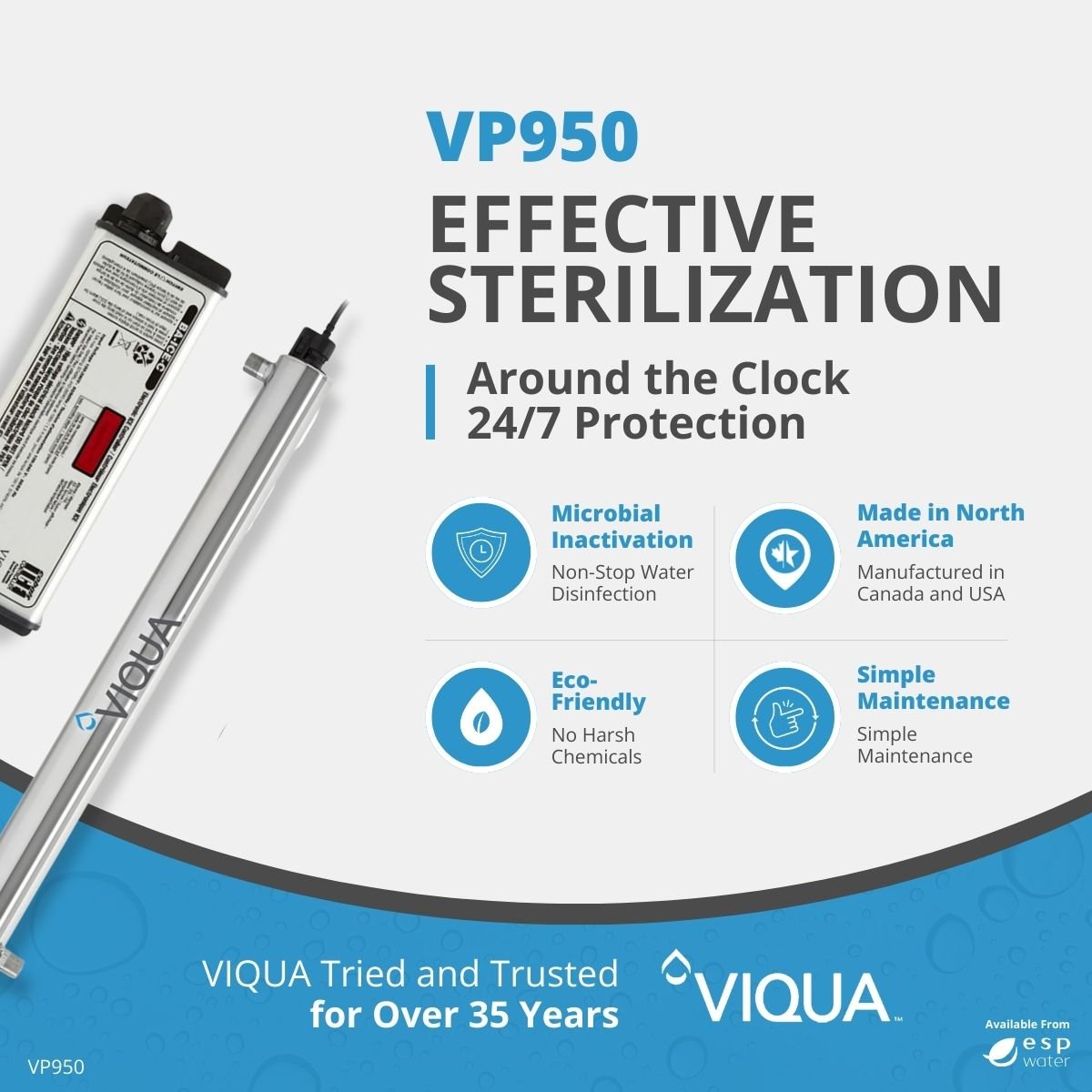 VIQUA VP950 UV system benefits for high-flow commercial water treatment applications up to 34 GPM