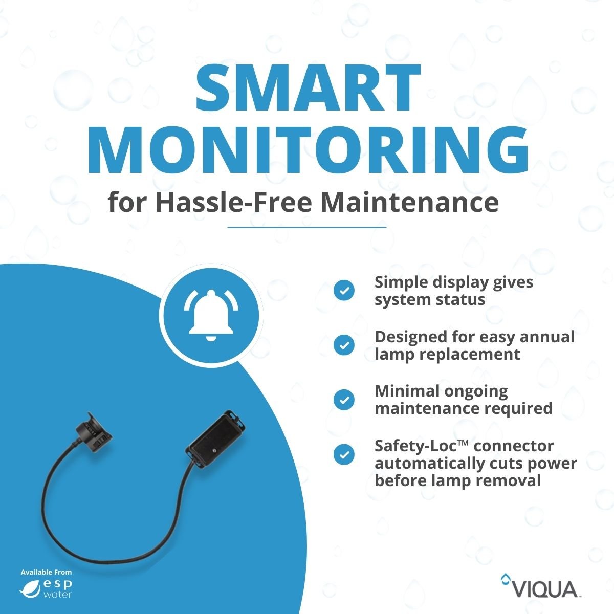 VIQUA VT1 maintenance features for routine UV lamp and quartz sleeve service