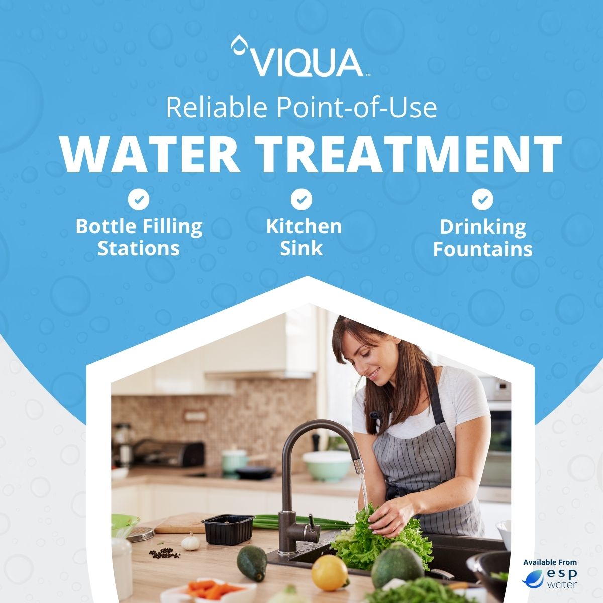 VIQUA VT4 applications for point-of-use faucets, water fountains and other low-flow water treatment