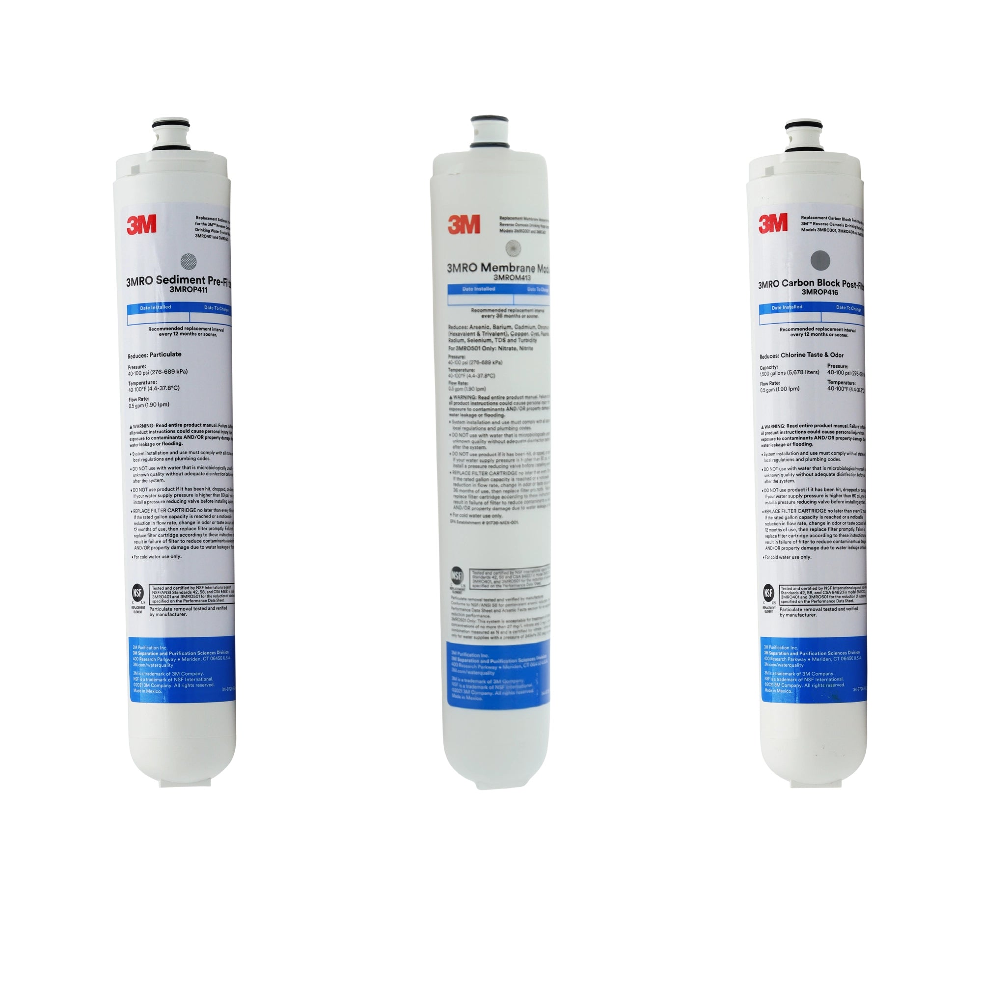 3M Water Factory SQC3 compatible reverse osmosis replacement filter kit with 36 GPD membrane