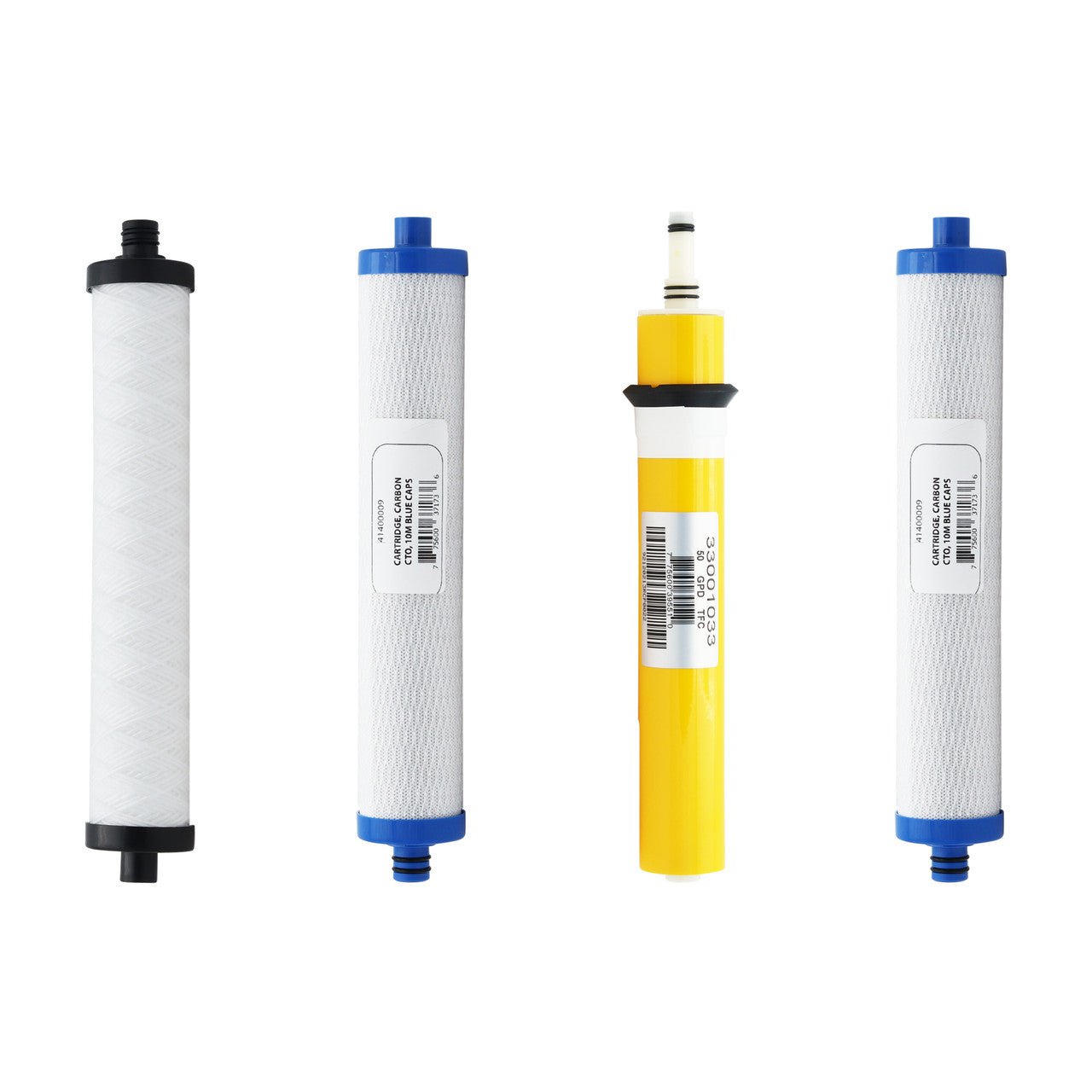 Hydrotech 4VTFC50G and 4VTFC50G-PB replacement filter kit with 50 GPD reverse osmosis membrane