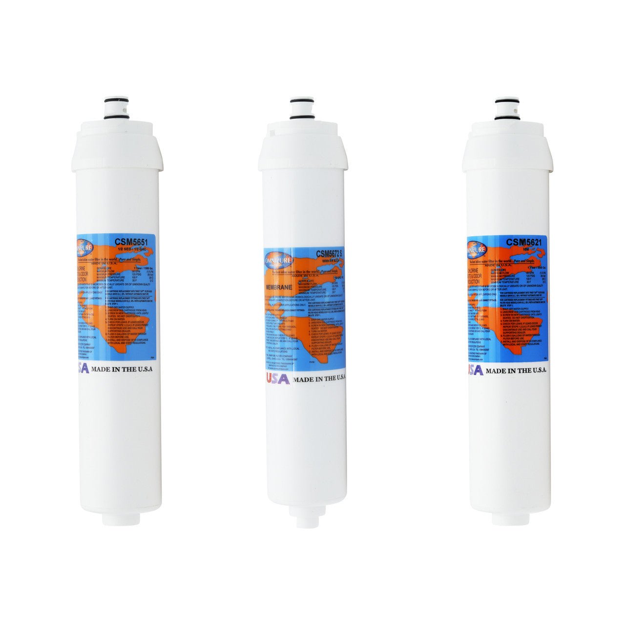 Water Factory and 3M SQC3 compatible replacement filter kit with 50 GPD reverse osmosis membrane