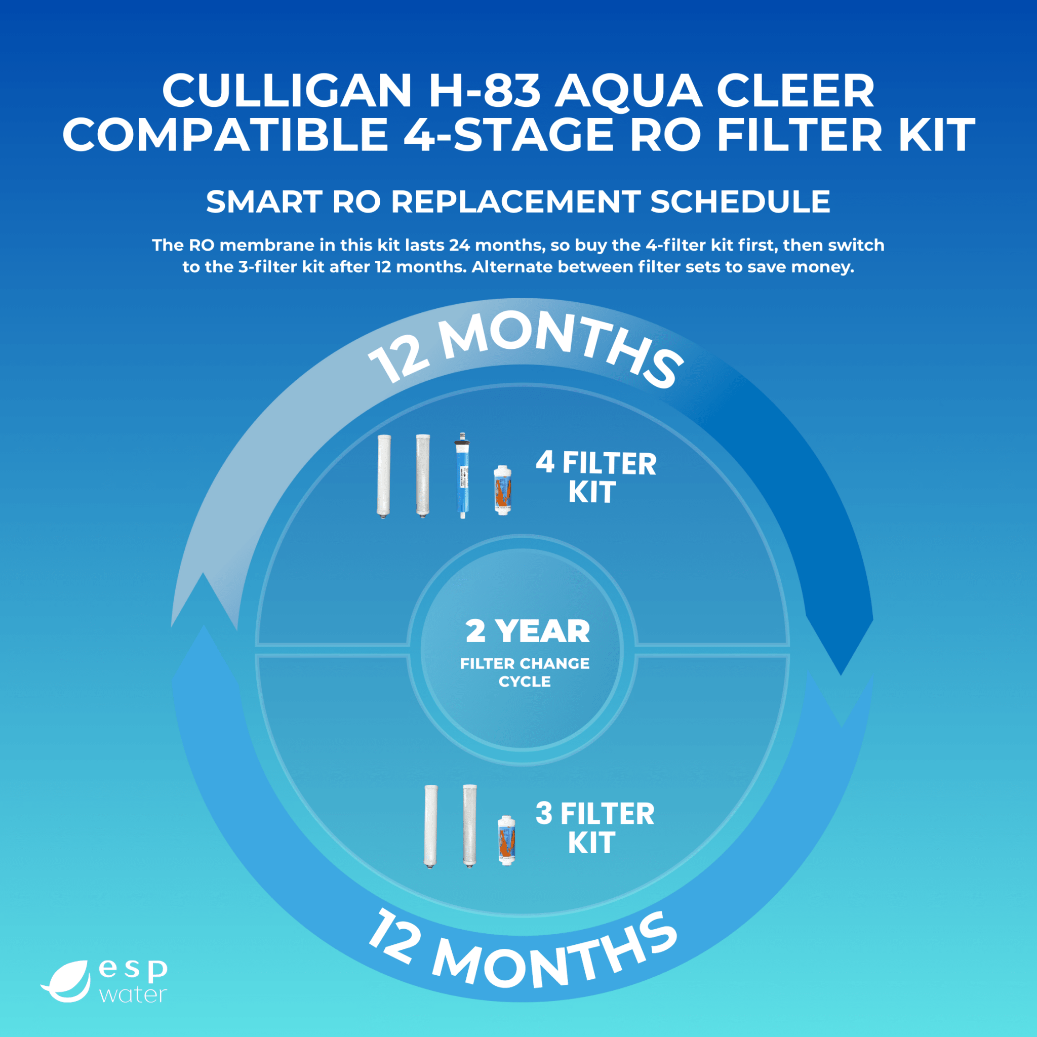 Culligan H-83 replacement schedule for yearly filters and 36 GPD membrane maintenance