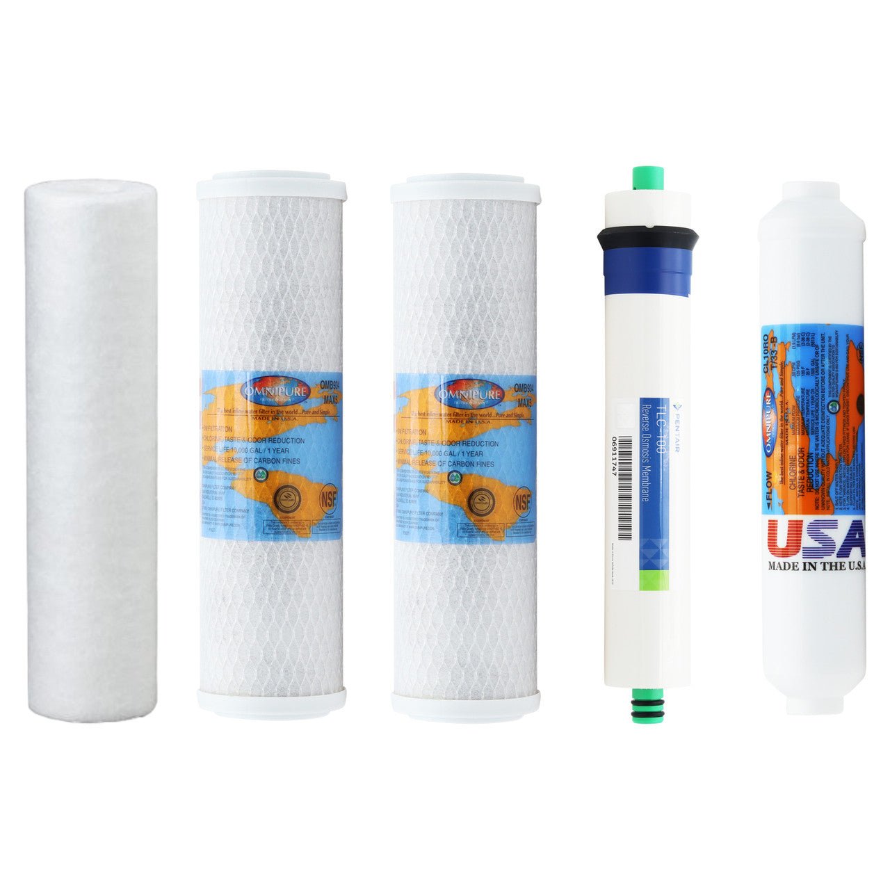 PuROLine PL50T100 compatible RO replacement filter kit with reverse osmosis membrane included