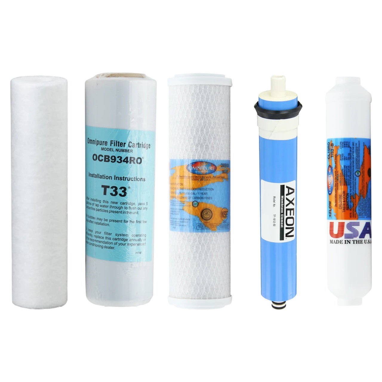 Proline five-stage compatible RO replacement filter kit with reverse osmosis membrane