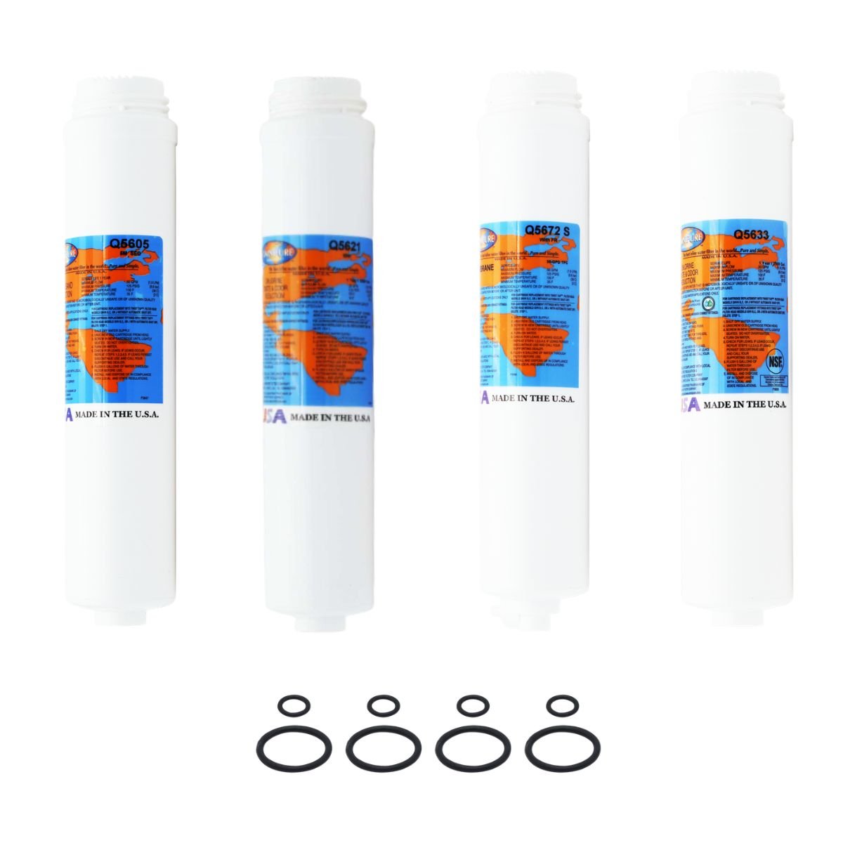 PuROTwist 4000 compatible replacement filter kit with 50 GPD TQ56-50FC reverse osmosis membrane and O-rings