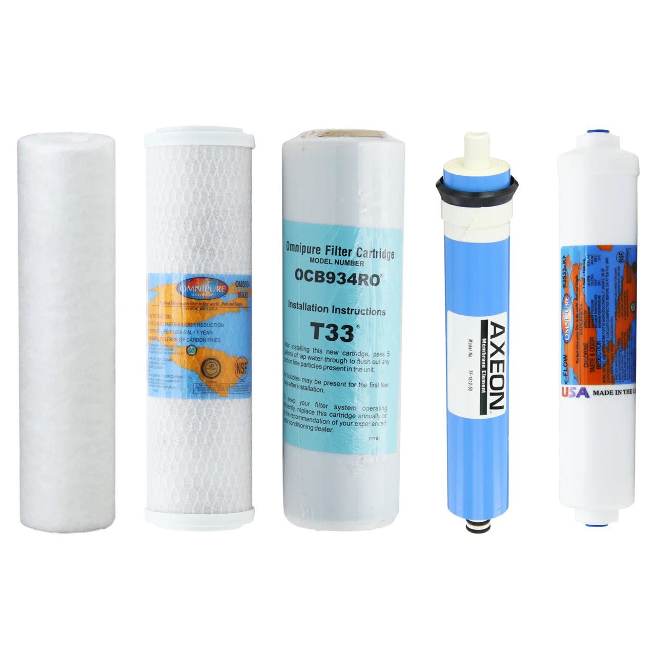 TGI-525 and TGI-525P compatible YSM-TGI525 replacement filter kit with 50 GPD reverse osmosis membrane