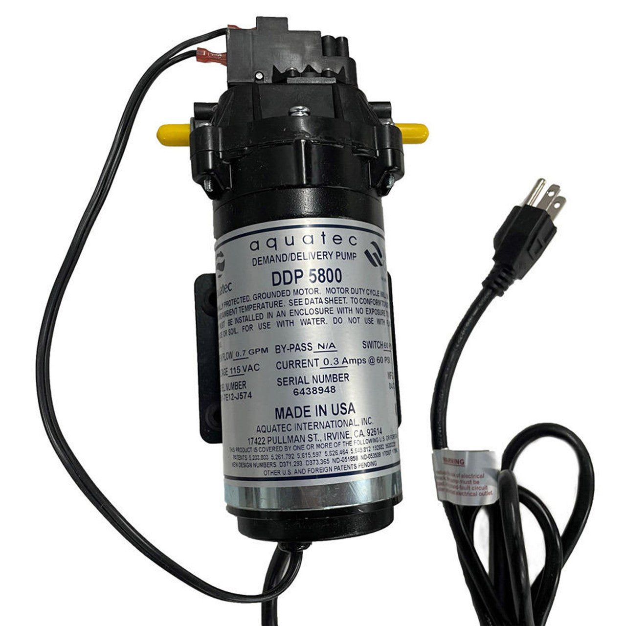 Aquatec 5851-7E12-J574 5800 demand pump, 0.7 GPM, 3/8-inch quick-connect, 120V