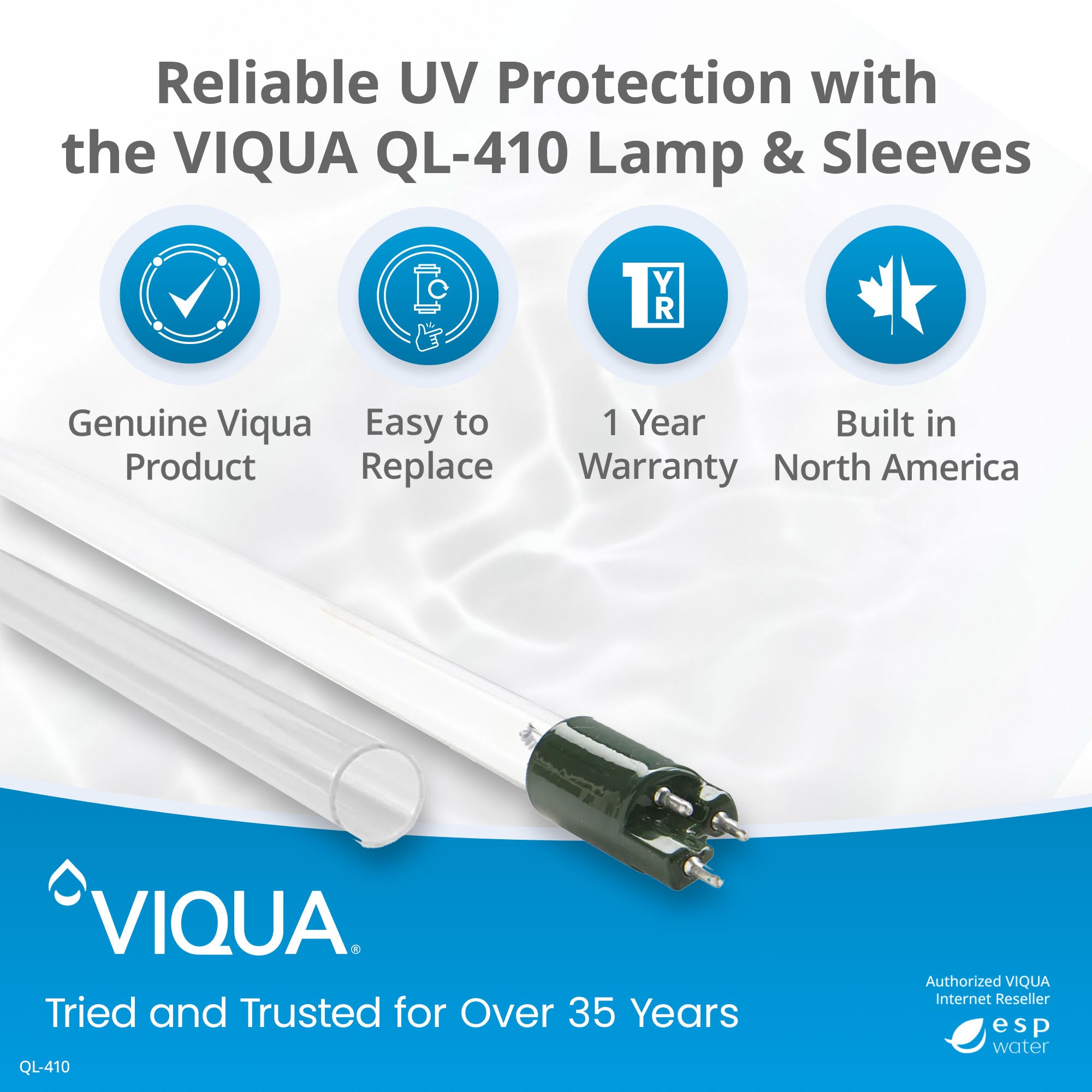 VIQUA QL-410 lamp and sleeve kit benefits for maintaining compatible VH410 Series UV systems