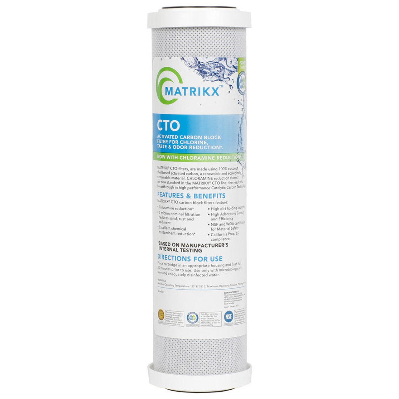 MATRIKX CTO 32-250-10 5-micron catalytic carbon block filter, 2.5 x 10 inch