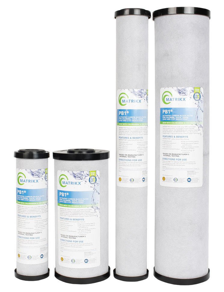 MATRIKX 06-250-10 PB1 carbon block filter for chlorine, chloramine, lead, VOC, cyst and sediment reduction