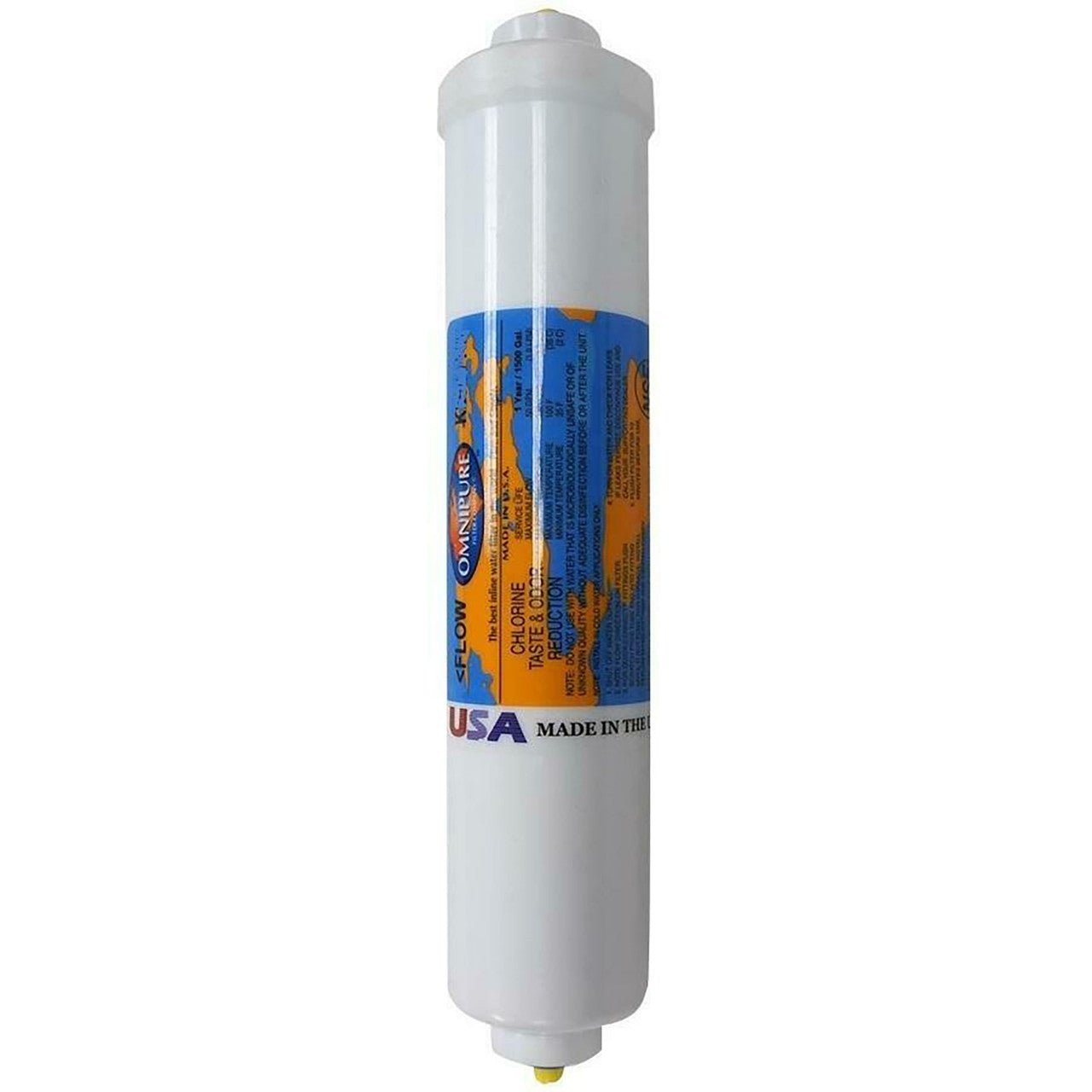 Omnipure K2555-BB inline mixed-bed deionization filter, 2 x 10 inch, with 1/4-inch female thread fittings