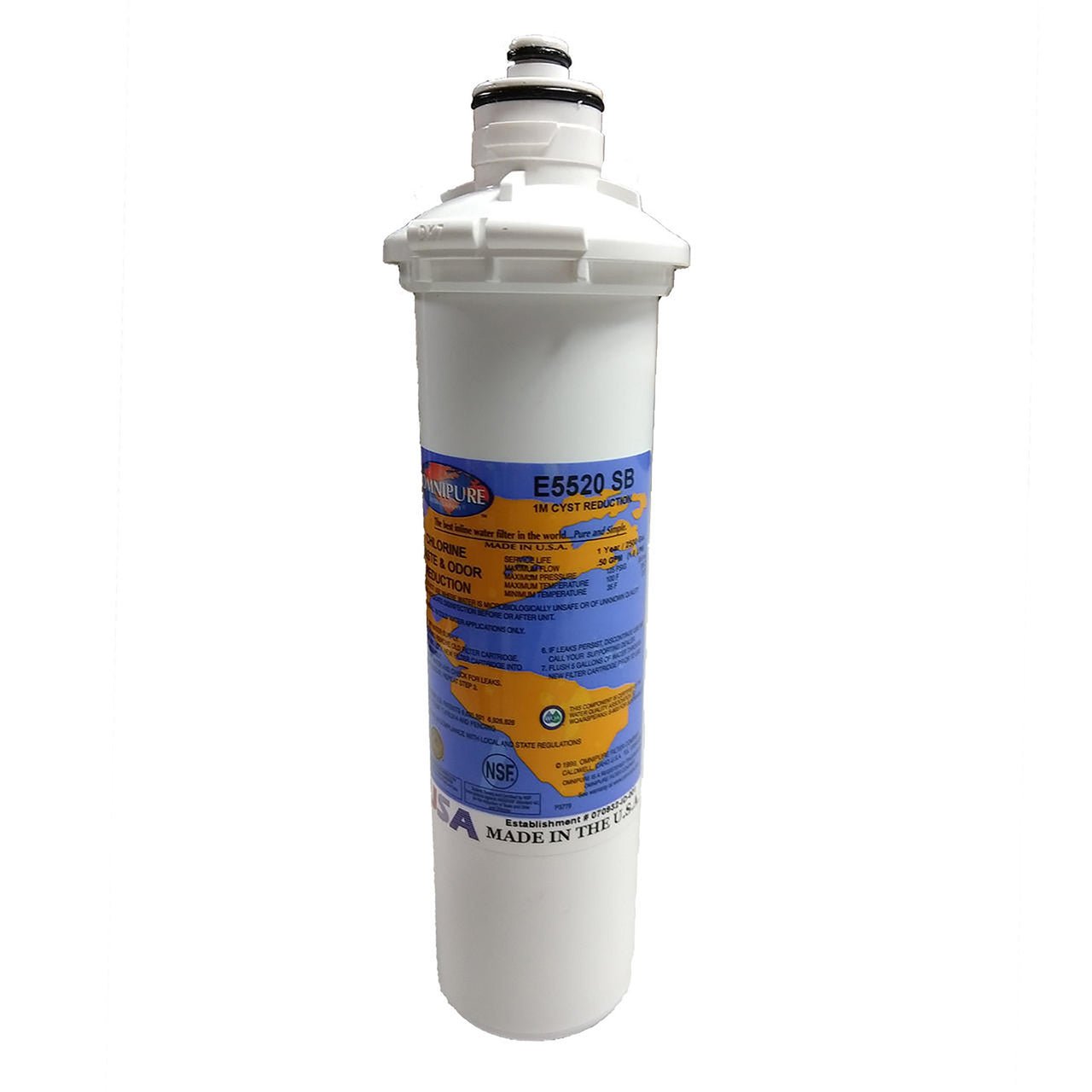 Omnipure E5520-SB 1-micron carbon block filter, 2.5 x 10 inch, with special twist-and-lock connection