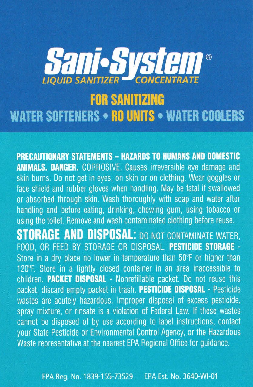 Sani-System SS25RO directions for cleaning reverse osmosis system components