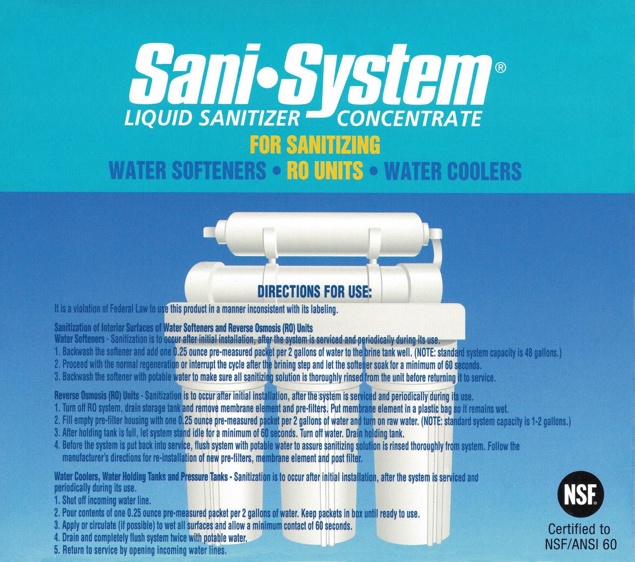 Sani-System SS25RO reverse osmosis maintenance packet product detail