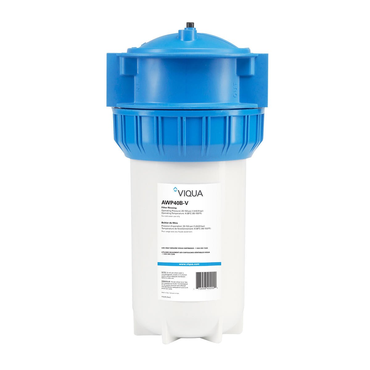 VIQUA AWP40B-V heavy-duty three-piece 10-inch filter housing with bracket and wrench