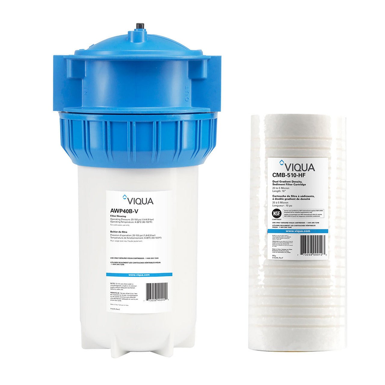 VIQUA AWP40B - V - PS Filter Housing Kit with Filter 4.5" x 10" AWP40B-V-PS - ESP Water